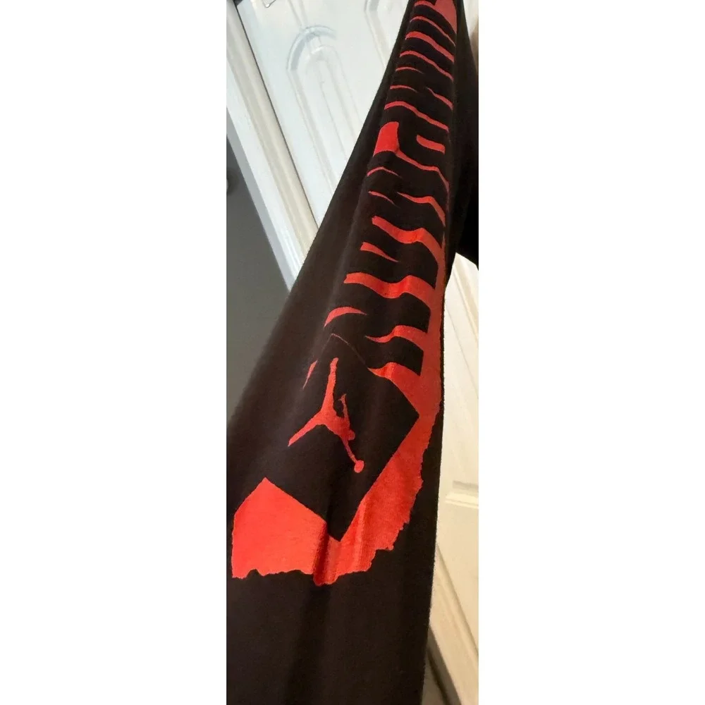 Jordan Flight Men's Long Sleeve Shirt Black Red Jumpman Graphic Streetwear